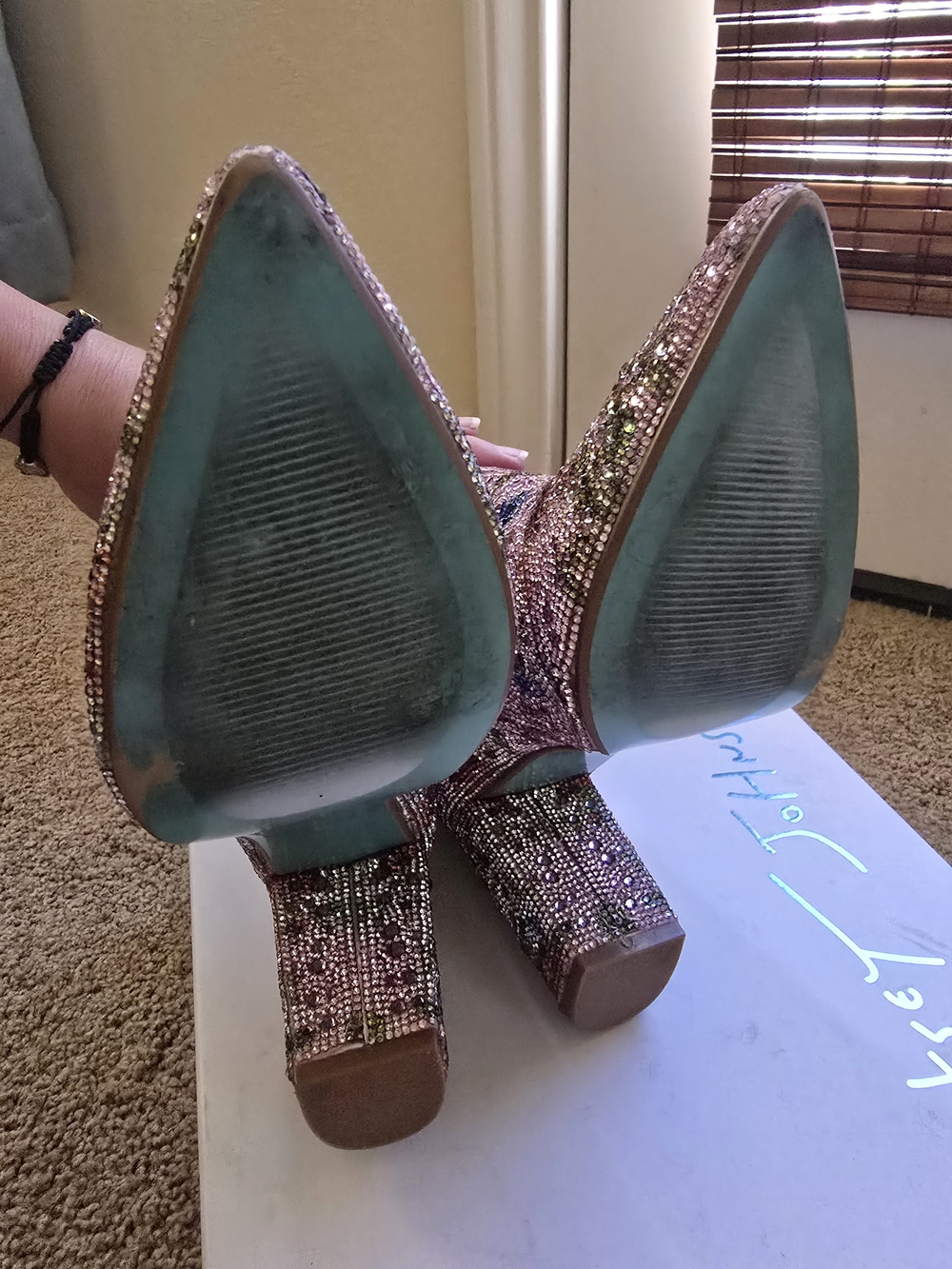 Betsey Johnson Pink Crystal Floral Ankle Boots - Picture 3 of 4